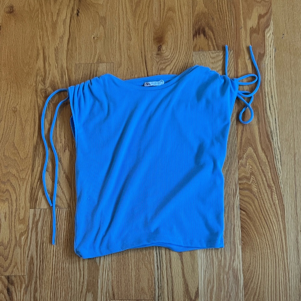 Zara Vibrant Blue Ribbed Top